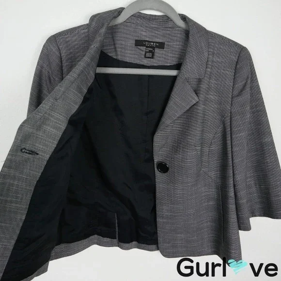 Louben Petite 8 Gray One Button Jacket - Picture 3 of 6